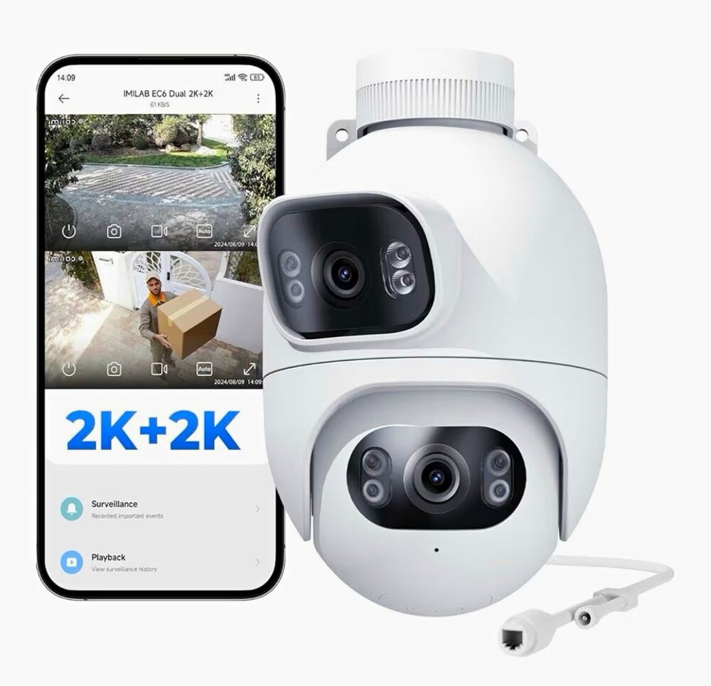 IMILAB EC6 Dual 2K+2K Outdoor Security Camera 360° WiFi Color Night Vision